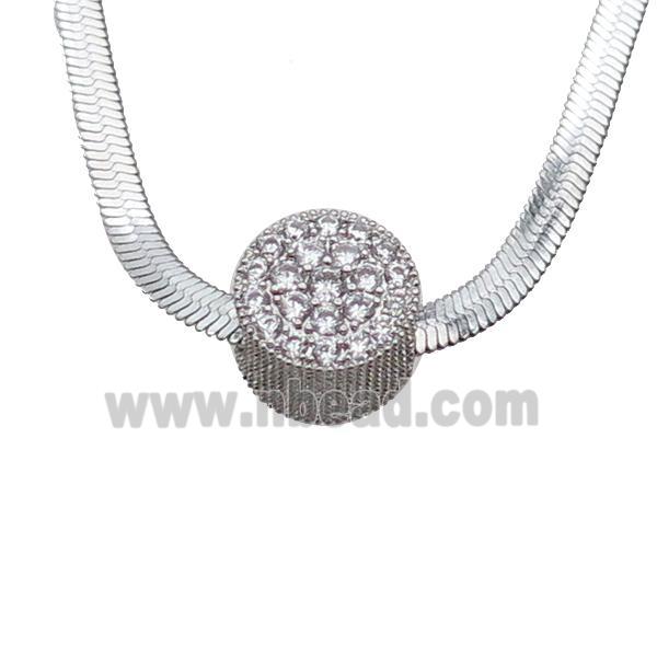 Copper Necklace Pave Zircon Platinum Plated