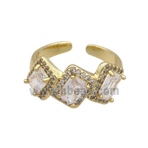 Copper Ring Pave Zircon Blue Crystal Gold Plated