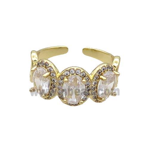 Copper Ring Pave Zircon Clear Crystal Gold Plated