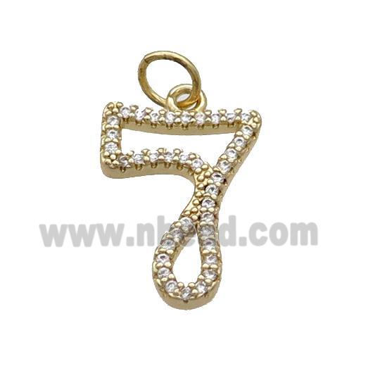 Copper Number-7 Pendant Pave Zircon Gold Plated