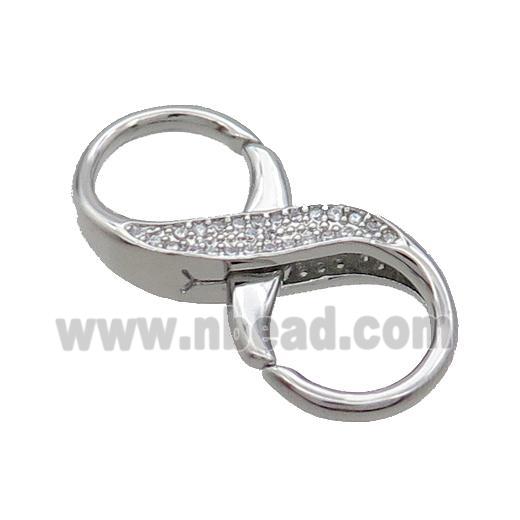 Copper 8 Clasp Pave Zircon Platinum Plated