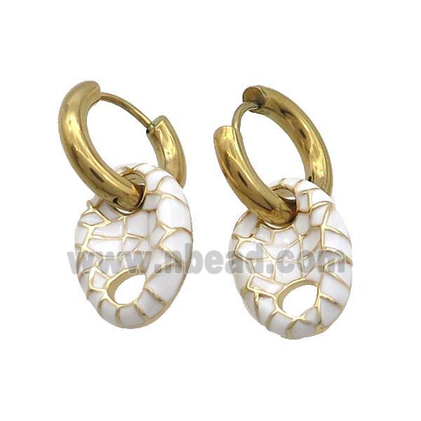 Copper Hoop Earring White Enamel PigNose Gold Plated