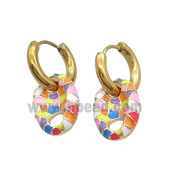 Copper Hoop Earring Multicolor Enamel PigNose Gold Plated