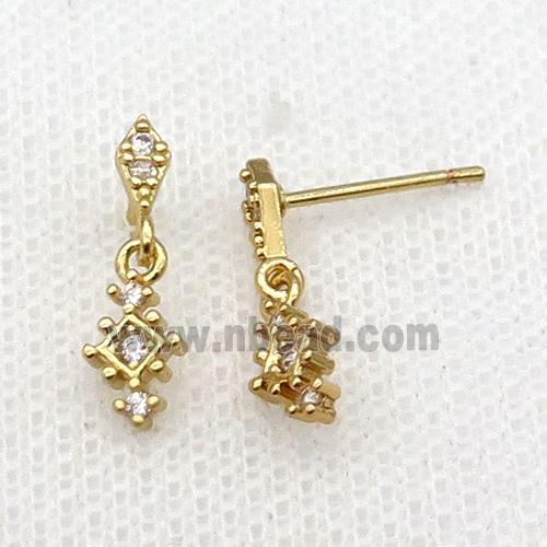 Copper Stud Earring Pave Zircon Gold Plated