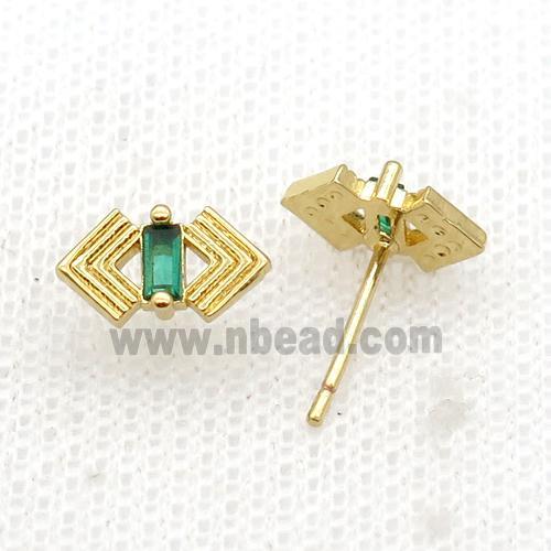 Copper Stud Earring Pave Zircon Gold Plated