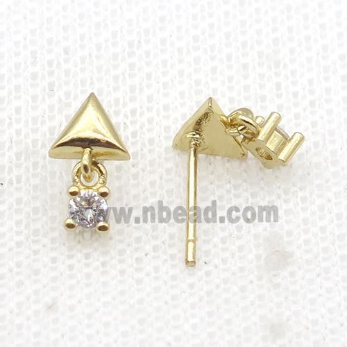 Copper Stud Earring Pave Zircon Gold Plated