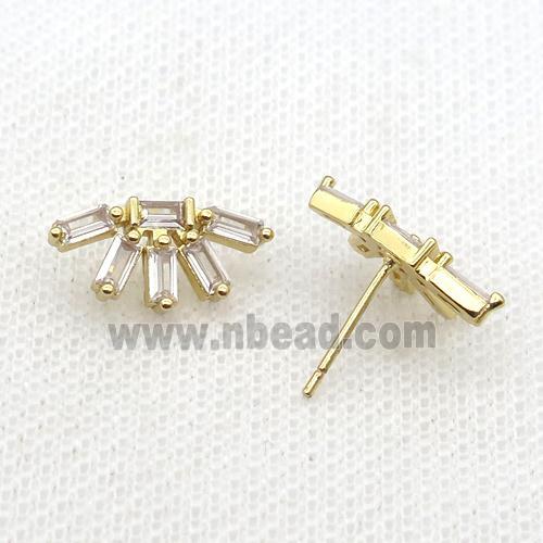 Copper Stud Earring Pave Zircon Gold Plated