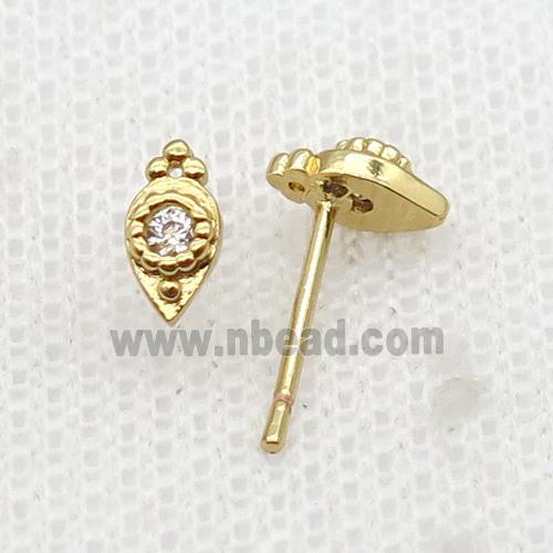 Copper Stud Earring Pave Zircon Gold Plated