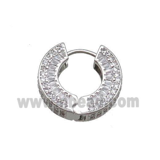 Copper Hoop Earring Pave Zircon Platinum Plated