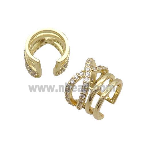 Copper Clip Earring Pave Zircon Gold Plated