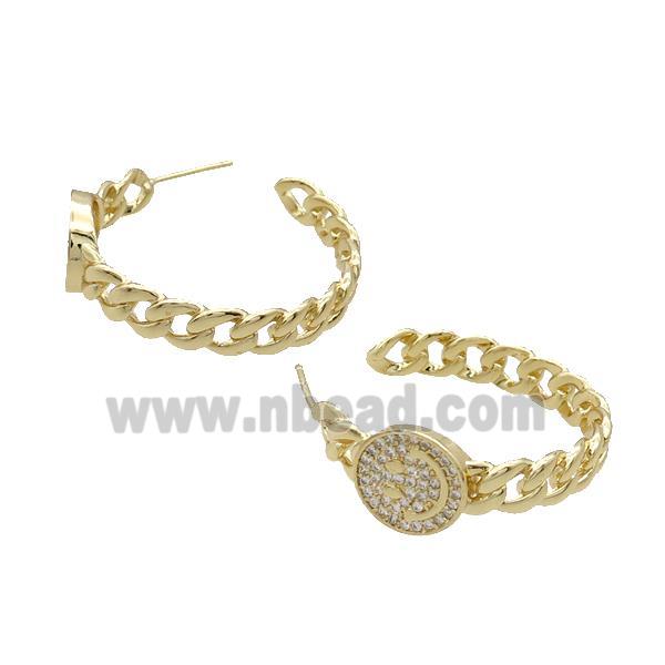 Copper Stud Earring Pave Zircon Gold Plated