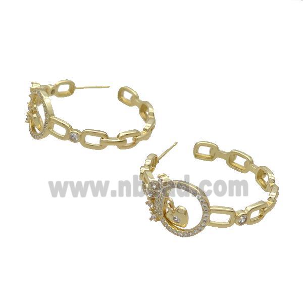 Copper Stud Earring Pave Zircon Gold Plated