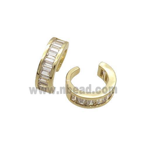 Copper Clip Earring Pave Zircon Gold Plated