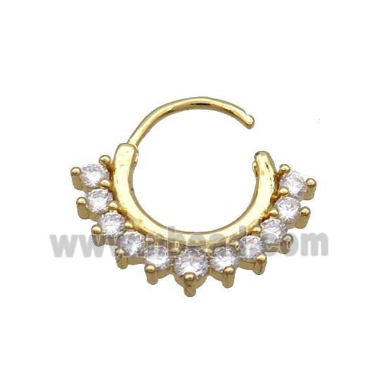 Copper Hoop Earring Pave Zircon Gold Plated