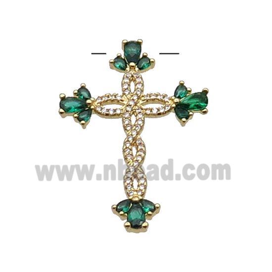 Copper Cross Pendant Pave Zircon Gold Plated