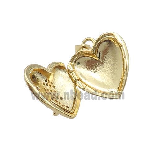 Copper Jesus Locket Pendant Pave Zircon Heart Gold Plated