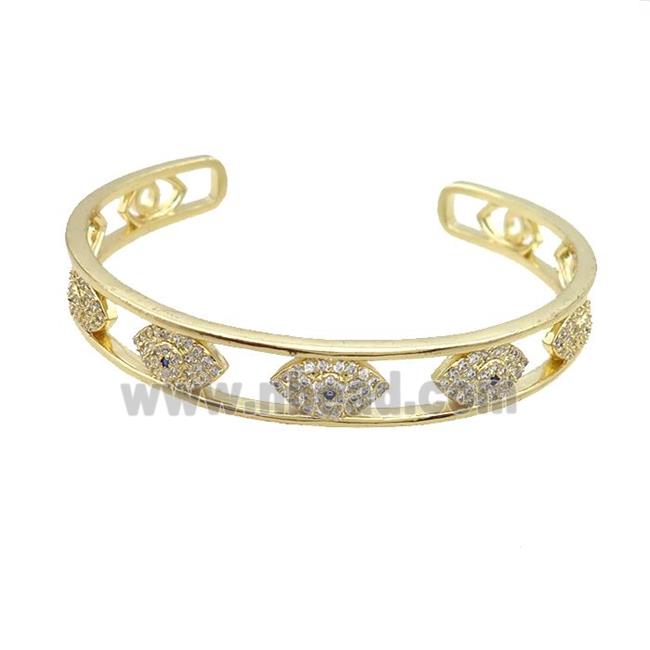 Copper Bangle Pave Zircon Eye Gold Plated