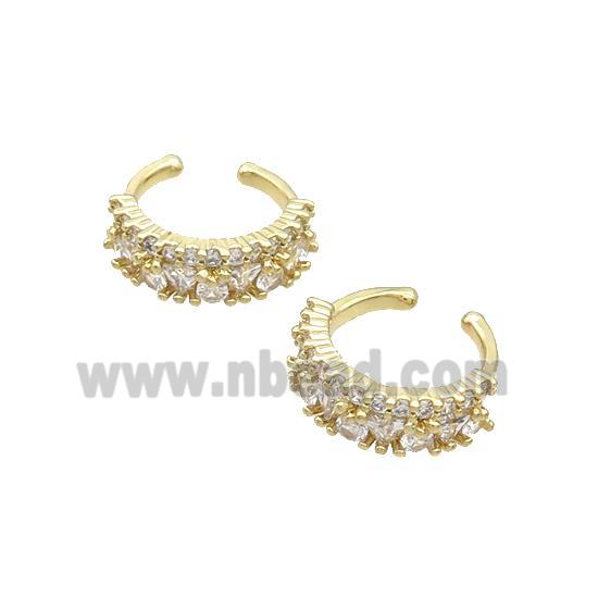 Copper Clip Earring Pave Zircon Gold Plated