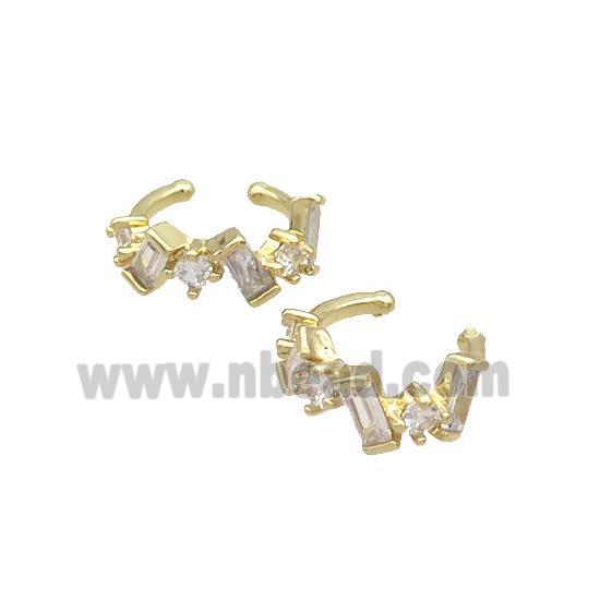 Copper Clip Earring Pave Zircon Gold Plated