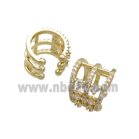 Copper Clip Earring Pave Zircon Gold Plated