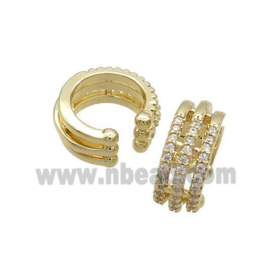 Copper Clip Earring Pave Zircon Gold Plated