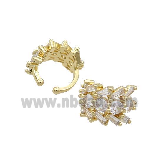 Copper Clip Earring Pave Zircon Gold Plated