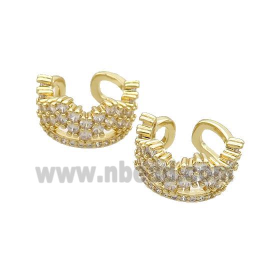 Copper Clip Earring Pave Zircon Gold Plated