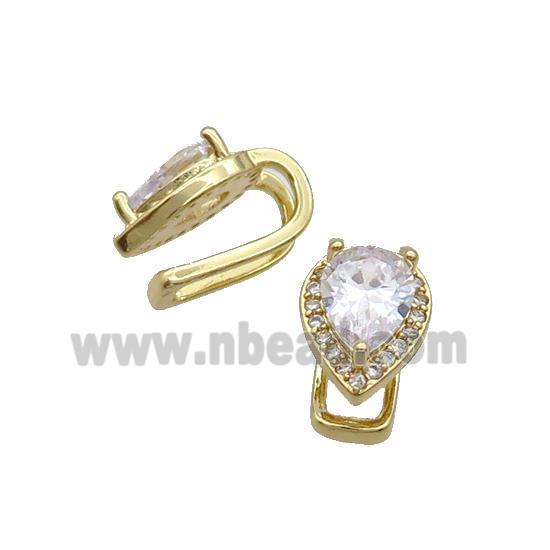 Copper Clip Earring Pave Zircon Gold Plated