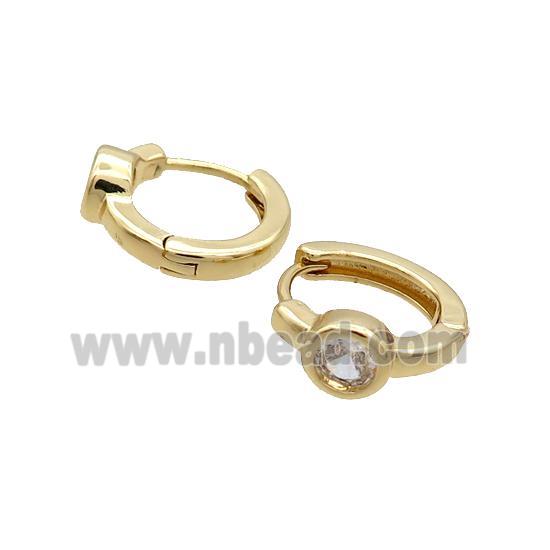 Copper Hoop Earring Pave Zircon Gold Plated