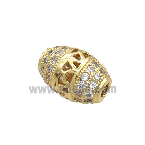 Copper Barrel Beads Pave Zircon Gold Plated