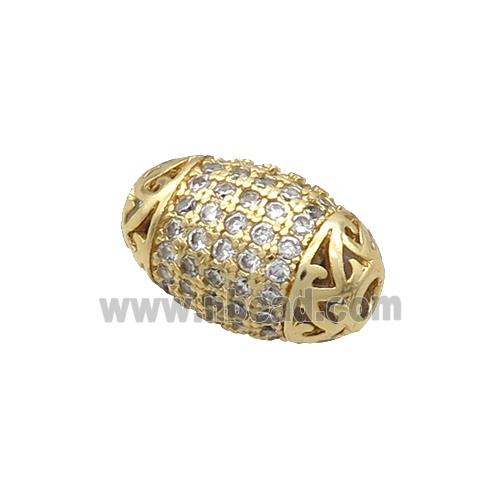 Copper Barrel Beads Pave Zircon Gold Plated