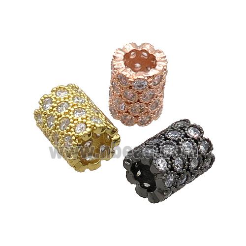 Copper Tube Beads Pave Zircon Large Hole Mixed