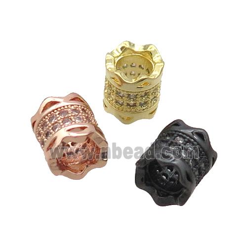 Copper Tube Beads Pave Zircon Large Hole Mixed