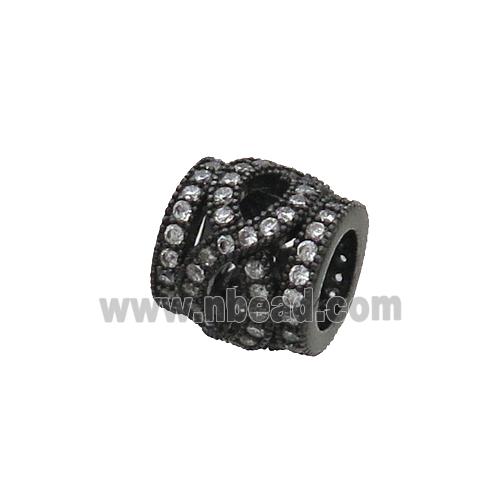 Copper Tube Beads Pave Zircon Black Plated