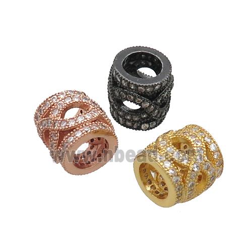 Copper Tube Beads Pave Zircon Mixed