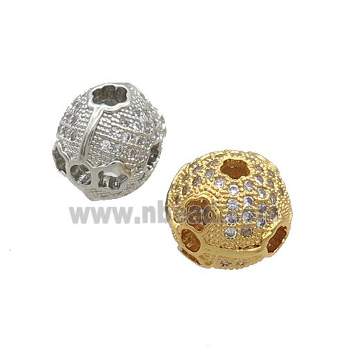 Copper Round Beads Pave Zircon Mixed