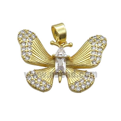 Copper Butterfly Pendant Pave Zircon Gold Plated