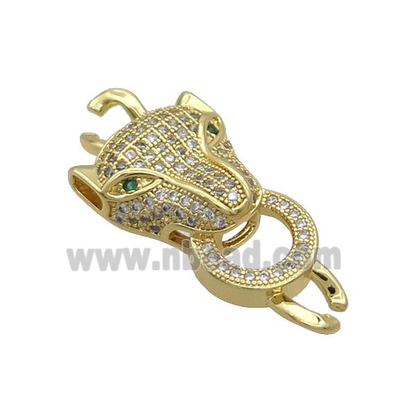 Copper Leopard Connector Pave Zircon Gold Plated