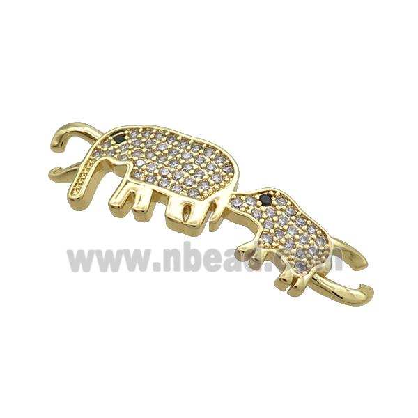 Copper Elephant Connector Pave Zircon Gold Plated