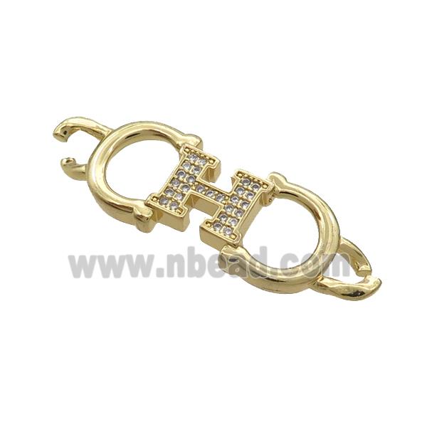 Copper Connector Pave Zircon Gold Plated