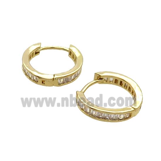 Copper Hoop Earring Pave Zircon Gold Plated