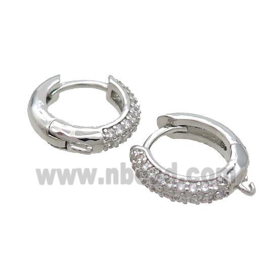 Copper Hoop Earring Pave Zircon Platinum Plated