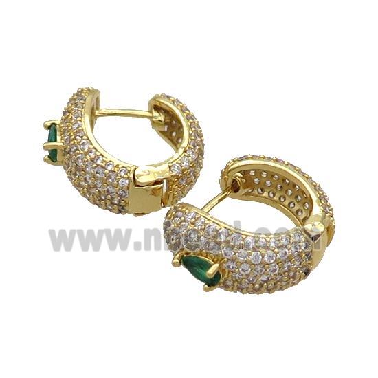 Copper Latchback Earring Pave Zircon Gold Plated