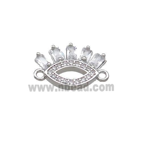 Copper Eye Connector Pave Zircon Platinum Plated