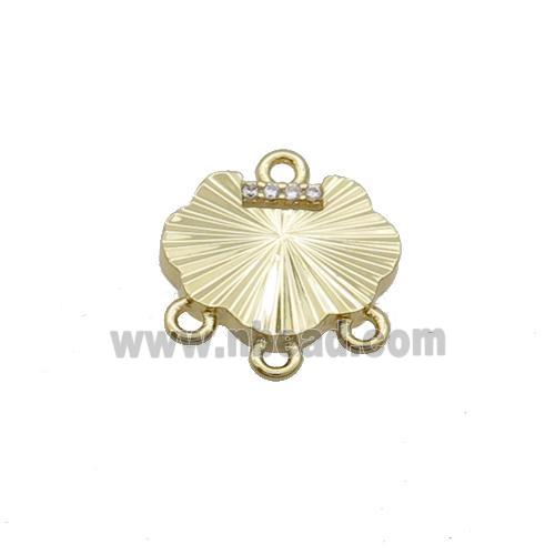 Copper Connector Pave Zircon Gold Plated