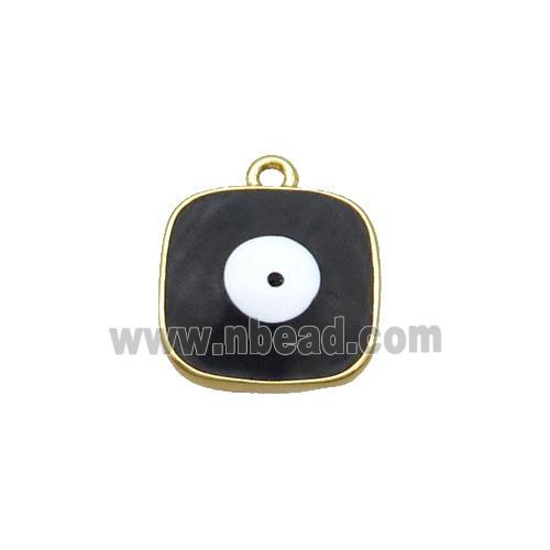 Copper Square Pendant Black Enamel Evil Eye Gold Plated