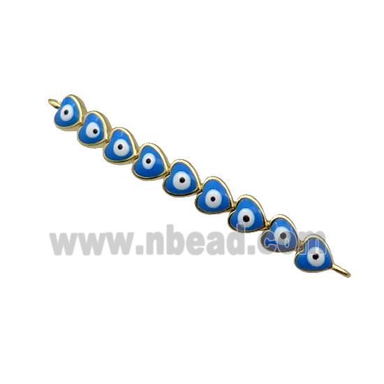 Copper Heart Link Connector Blue Enamel Evil Eye Stick Gold Plated