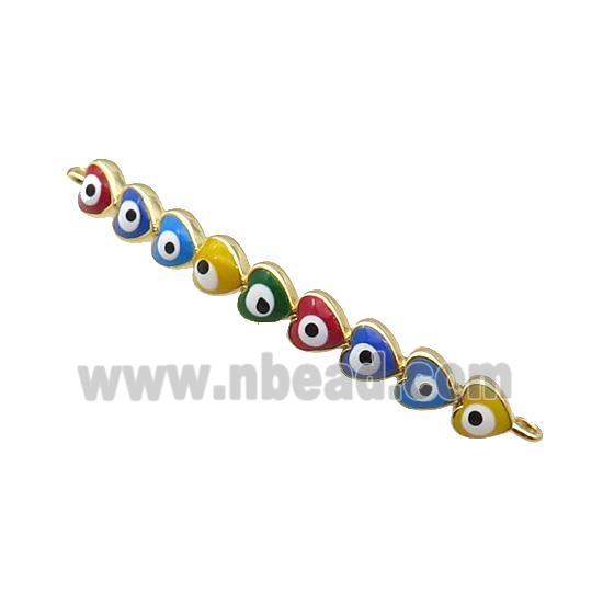 Copper Heart Link Connector Multicolor Enamel Evil Eye Stick Gold Plated