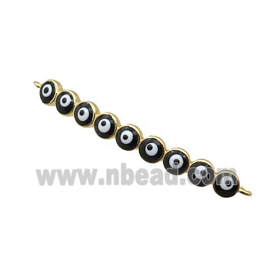 Copper Circle Link Connector Black Enamel Evil Eye Stick Gold Plated