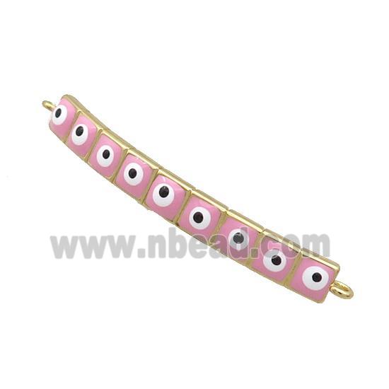 Copper Link Connector Pink Enamel Evil Eye Stick Gold Plated